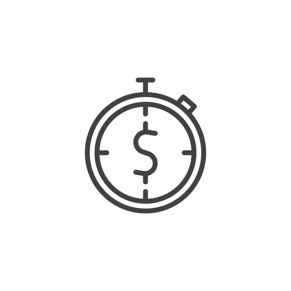 Stopwatch en dollar overzicht-pictogram — Stockvector