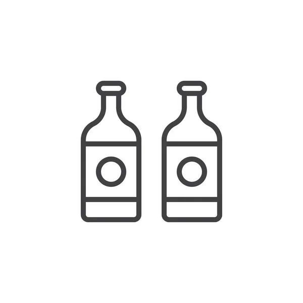 Şarap şişesi anahat simgesini — Stok Vektör