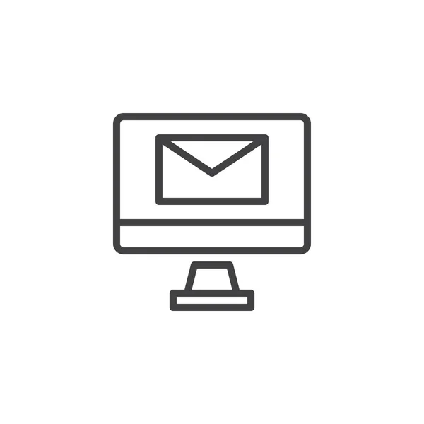 Moniteur avec icône de contour email — Image vectorielle