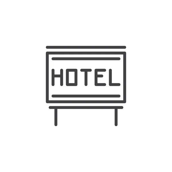 Icono del contorno del cartel del hotel — Vector de stock