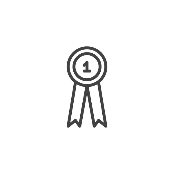 Primer lugar premio cinta esbozo icono — Vector de stock