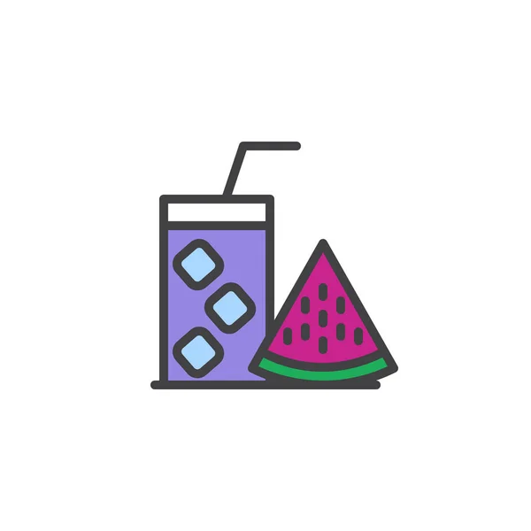 Icône de contour remplie de verre cocktail pastèque — Image vectorielle