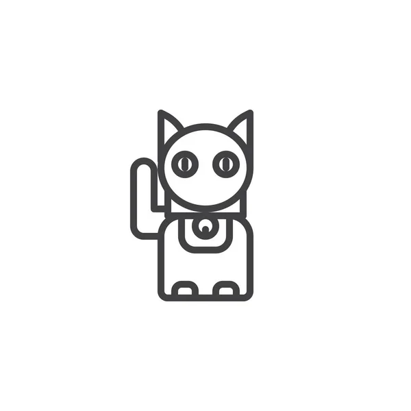 Maneki Neko icono del contorno del gato — Archivo Imágenes Vectoriales