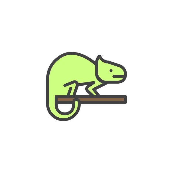 Icono de esquema rellenado de camaleón — Vector de stock