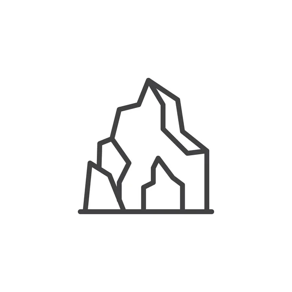 Caverna no ícone do contorno da montanha — Vetor de Stock
