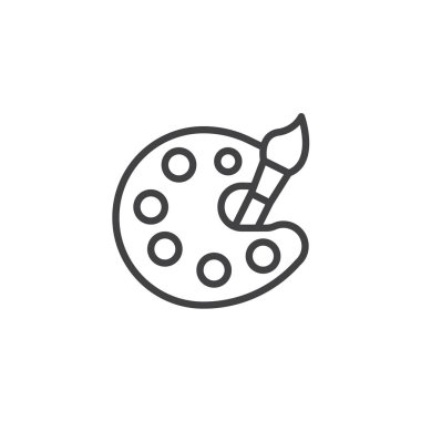 Palet boya fırça anahat simgesi olan