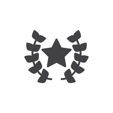 Defne çelengi vektör simge yıldız. Mobil kavramı ve web tasarım için düz işareti dolu. Ödülü katı simgesi. Sembol, logo illüstrasyon. Piksel mükemmel vektör grafikleri