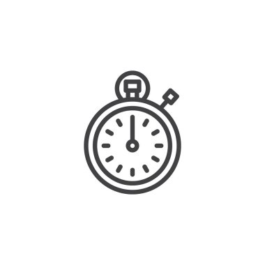 Kronometre anahat simgesi. Mobil kavramı ve web tasarım için doğrusal stili işaret. Zamanlayıcı saat basit çizgi vektör simgesi. Sembol, logo illüstrasyon. Piksel mükemmel vektör grafikleri