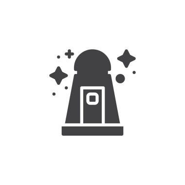 Uzay kapsülü vektör simgesi. Mobil kavramı ve web tasarım için düz işareti dolu. uzay aracı modülü basit katı simgesi. Sembol, logo illüstrasyon. Piksel mükemmel vektör grafikleri