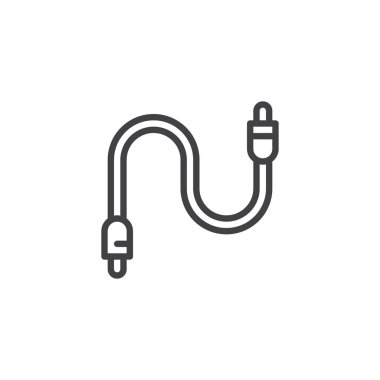 Jack kablo anahat simgesi. Mobil kavramı ve web tasarım için doğrusal stili işaret. Ses kablosu basit çizgi vektör simgesi. Sembol, logo illüstrasyon. Piksel mükemmel vektör grafikleri