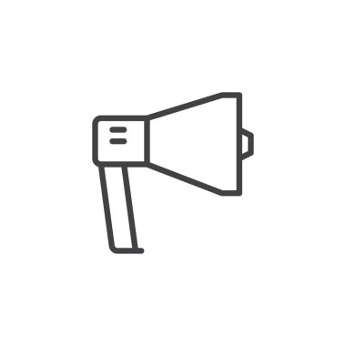 Megafon anahat simgesi. Mobil kavramı ve web tasarım için doğrusal stili işaret. Hoparlör basit çizgi vektör simgesi. Sembol, logo illüstrasyon. Piksel mükemmel vektör grafikleri