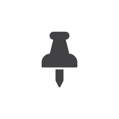 PIN vektör simgesi itmek. Mobil kavramı ve web tasarım için düz işareti dolu. raptiye basit katı simgesi. Sembol, logo illüstrasyon. Piksel mükemmel vektör grafikleri