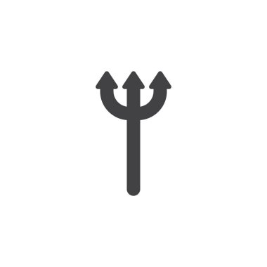 Trident vektör simgesi. Mobil kavramı ve web tasarım için düz işareti dolu. Şeytan trident basit katı simgesi. Sembol, logo illüstrasyon. Piksel mükemmel vektör grafikleri