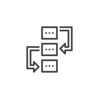 İş akışı anahat simgesi. Mobil kavramı ve web tasarım için doğrusal stili işaret. Proje planlama basit çizgi vektör simgesi. Sembol, logo illüstrasyon. Piksel mükemmel vektör grafikleri