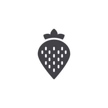 Çilek vektör simgesi. Mobil kavramı ve web tasarım için düz işareti dolu. Berry basit katı simgesi. Sembol, logo illüstrasyon. Piksel mükemmel vektör grafikleri