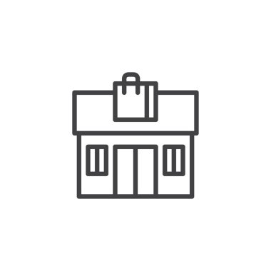 Mağaza ve alışveriş çantası anahat simgesini