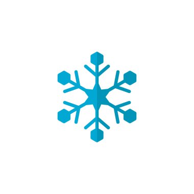 Mavi kar tanesi düz kutsal kişilerin resmi, vektör işareti, renkli sembol üzerinde beyaz izole. Kar kış sembolü, logo illüstrasyon. Düz stil tasarım