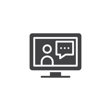 Tv vektör simgesi raporunda haberleri. Mobil kavramı ve web tasarım için düz işareti dolu. TV haber basit katı simgesi. Sembol, logo illüstrasyon. Piksel mükemmel vektör grafikleri