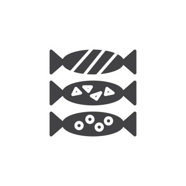 Tatlı şeker simge vektör. Mobil kavramı ve web tasarım için düz işareti dolu. Sweet-in katı simgesi. Sembol, logo illüstrasyon. Piksel mükemmel vektör grafikleri