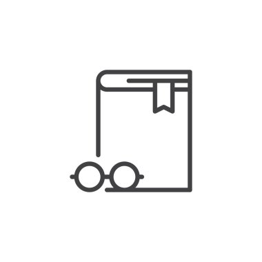 Kitap ve gözlük anahat simgesini