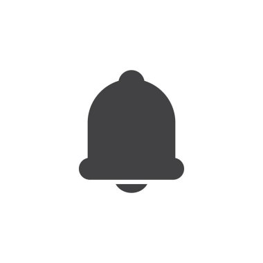 Bildirim zil vektör simgesi. Mobil kavramı ve web tasarım için düz işareti dolu. Alarm zili basit katı simgesi. Sembol, logo illüstrasyon. Piksel mükemmel vektör grafikleri