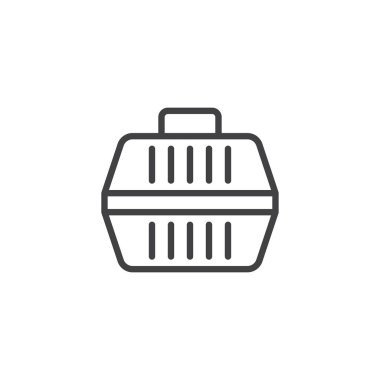 Evde beslenen hayvan taşıyıcı anahat simgesi. Mobil kavramı ve web tasarım için doğrusal stili işaret. Hayvan kafes basit çizgi vektör simgesi. Sembol, logo illüstrasyon. Piksel mükemmel vektör grafikleri