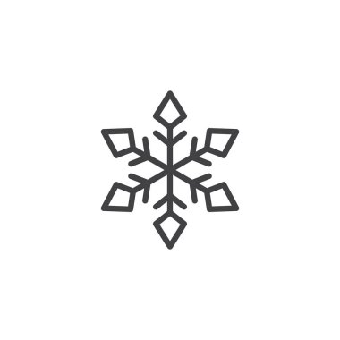 Kar Tanesi ana hatları simgesi. Mobil konsept ve web tasarımı için doğrusal biçim işareti. Kar tatili basit hat vektör ikonu. Sembol, logo çizimi. Vektör grafikleri