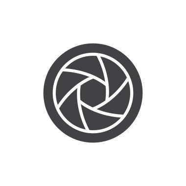 Lens çekim vektör simgesi. Mobil kavramı ve web tasarım için düz işareti dolu. Kamera çekim basit katı simgesi. Diyafram sembolü, logo illüstrasyon. Piksel mükemmel vektör grafikleri