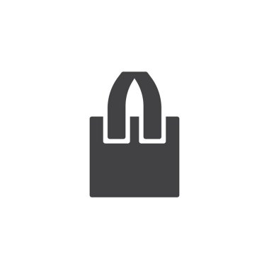 El çantası vektör simgesi. Mobil kavramı ve web tasarım için düz işareti dolu. Alışveriş çantası basit katı simgesi. Sembol, logo illüstrasyon. Piksel mükemmel vektör grafikleri