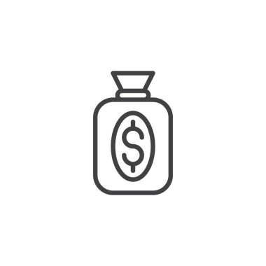 Doları para çantası anahat simgesini