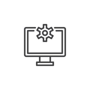 TV ayarları anahat simgesi. Mobil kavramı ve web tasarım için doğrusal stili işaret. Büyüteç'i basit çizgi vektör simgesi ile izleyin. Sembol, logo illüstrasyon. Piksel mükemmel vektör grafikleri