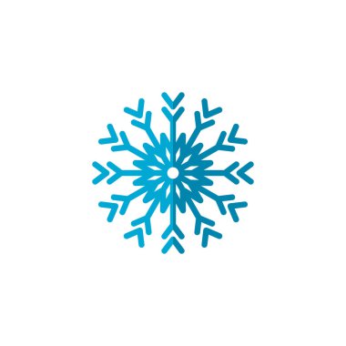 Mavi kar tanesi düz kutsal kişilerin resmi, vektör işareti, renkli sembol üzerinde beyaz izole. Kar kış sembolü, logo illüstrasyon. Düz stil tasarım