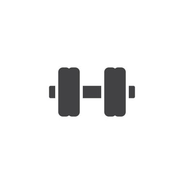 Dumbbell vektör simgesi. Mobil kavramı ve web tasarım için düz işareti dolu. Halter ağırlık basit katı simgesi. Sembol, logo illüstrasyon. Piksel mükemmel vektör grafikleri