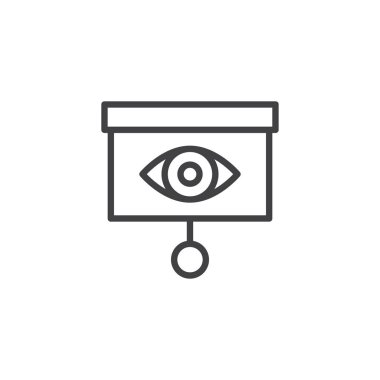 Göz testi ekran anahat simgesini. Mobil kavramı ve web tasarım için doğrusal stili işaret. Göz tanı kurulu basit çizgi vektör simgesi. Sembol, logo illüstrasyon. Piksel mükemmel vektör grafikleri