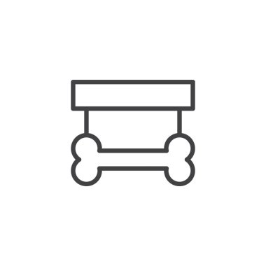 Evde beslenen hayvan dükkan kemik anahat simgesi. Mobil kavramı ve web tasarım için doğrusal stili işaret. Köpek kemik satırı vektör simgesi. Sembol, logo illüstrasyon. Piksel mükemmel vektör grafikleri