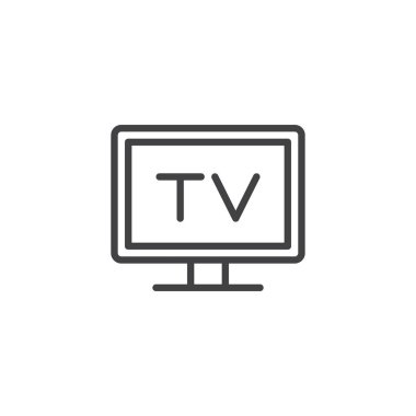 Televizyon anahat simgesi. Mobil kavramı ve web tasarım için doğrusal stili işaret. TV ekran basit çizgi vektör simgesi. Sembol, logo illüstrasyon. Piksel mükemmel vektör grafikleri