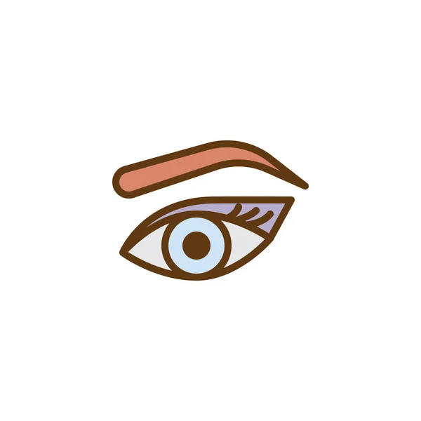 Ojo de mujer, cejas y pestañas llenaron el icono del contorno — Archivo Imágenes Vectoriales