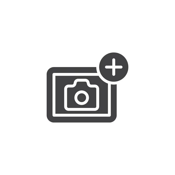 Cámara de fotos añadir icono de vector — Vector de stock