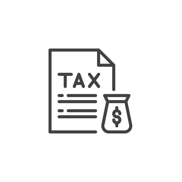 Daňový Dokument Peníze Osnovy Tašku Lineární Styl Znak Pro Mobilní — Stockový vektor