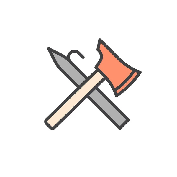 Brandman verktyg fylld kontur-ikonen — Stock vektor