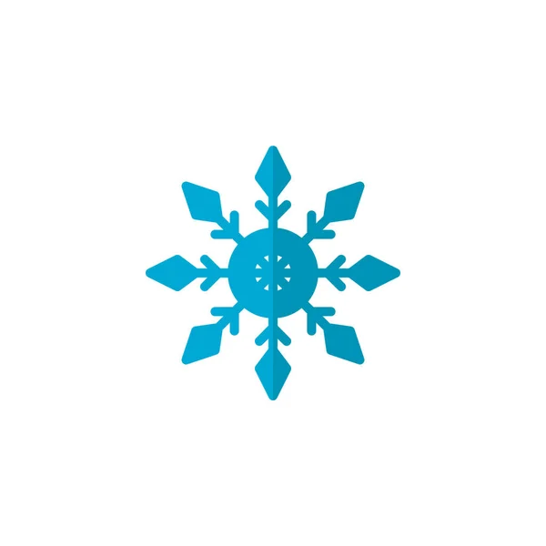 Blue Snowflake Flat Icon Vector Sign Colorful Pictogram Isolated White — Stock Vector