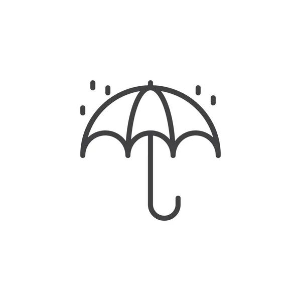 Paraplu en regen druppels overzicht pictogram — Stockvector