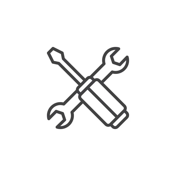 Chave e chave de fenda ícone esboço — Vetor de Stock