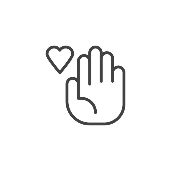 Charity hand outline icon — Stock Vector