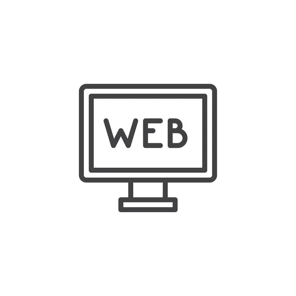 スクリーン アウトラインのアイコン テキスト Web 携帯電話の概念と Web デザインの直線的なスタイルの標識です Web モニター シンプル — ストックベクタ
