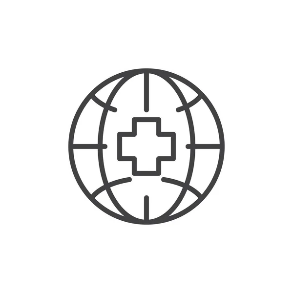 Земна куля з піктограмою медичного хреста — стоковий вектор