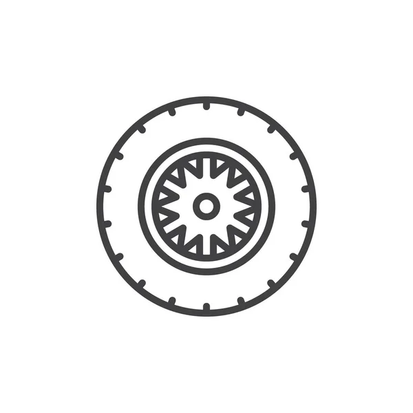 Icono de contorno de rueda de coche — Vector de stock