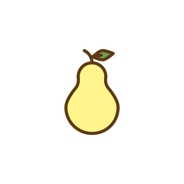 Fresh pear with leaf filled outline icon — Stock Vector