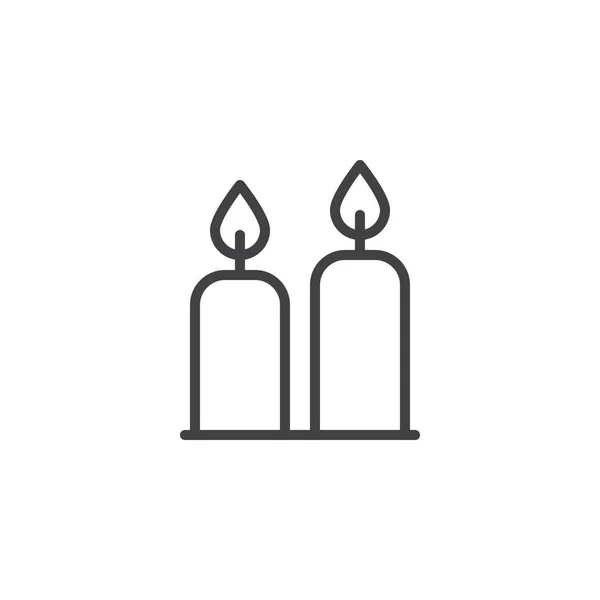Deux bougies icône contour — Image vectorielle