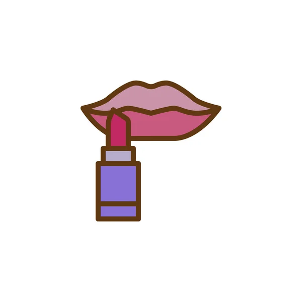 Lippen und ein mit Lippenstift gefülltes Umriss-Symbol — Stockvektor